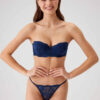 Pierre Cardin 4032 Pisa, Strapless Underwired Push Up Padded Bra and Panty Set Navy Blue1