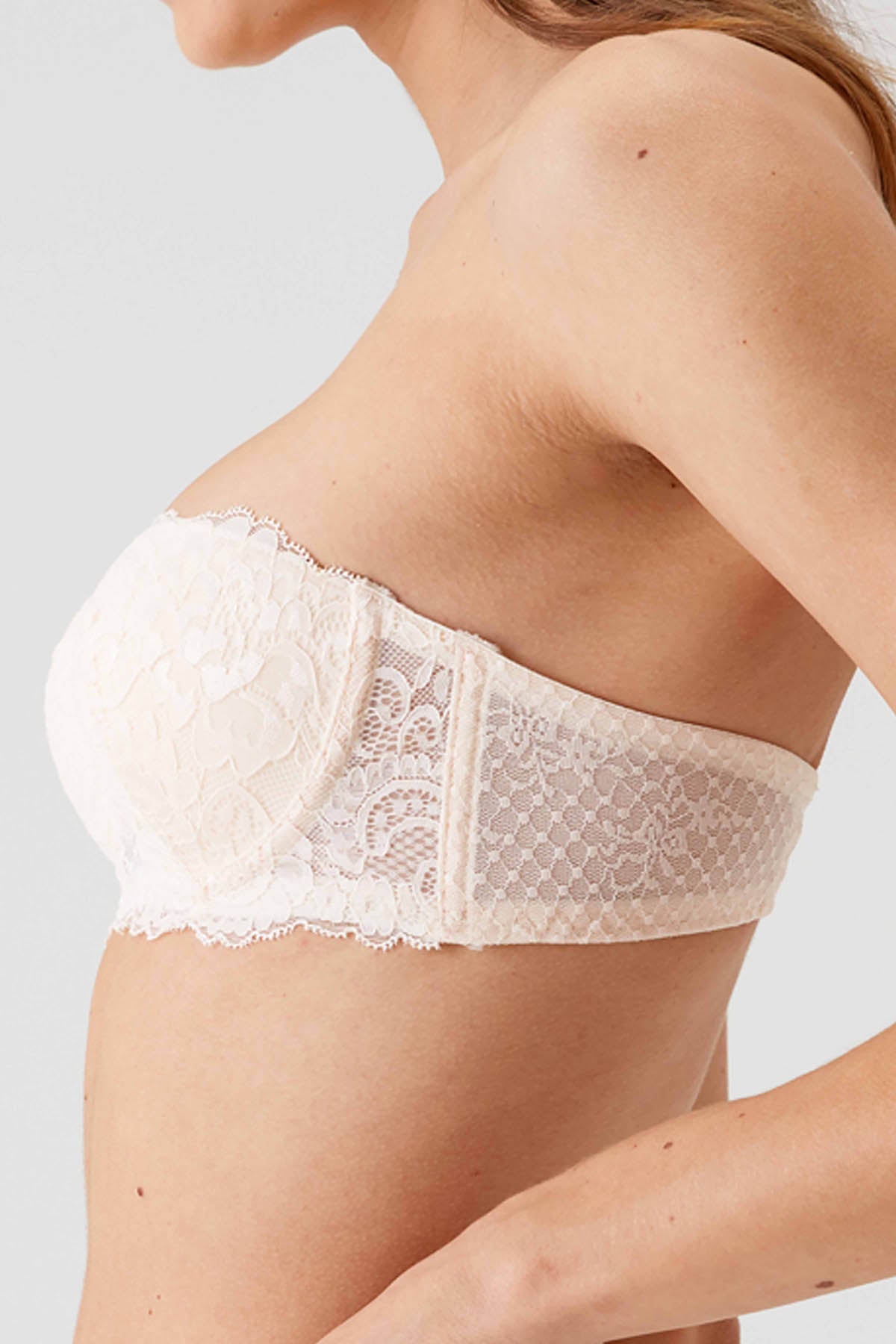 Pierre Cardin 4032 Pisa, Strapless Underwired Push Up Padded Bra and Panty Set Pearl4