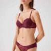 Pierre Cardin 4560 Madrid, Underwired Non Padded Bra and Lace Panty Set Plum Color1
