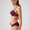 Pierre Cardin 4560 Madrid, Underwired Non Padded Bra and Lace Panty Set Plum Color2