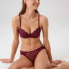 Pierre Cardin 4560 Madrid, Underwired Non Padded Bra and Lace Panty Set Plum Color4
