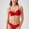 Pierre Cardin 4560 Madrid, Underwired Non Padded Bra and Lace Panty Set Red1
