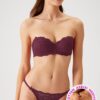 Pierre Cardin 4562 Siena, Underwired Non Padded Lace Strapless Fantasy Bra and Panty Set Plum Color1