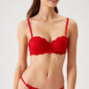 Pierre Cardin 4562 Siena, Underwired Non Padded Lace Strapless Fantasy Bra and Panty Set Red3