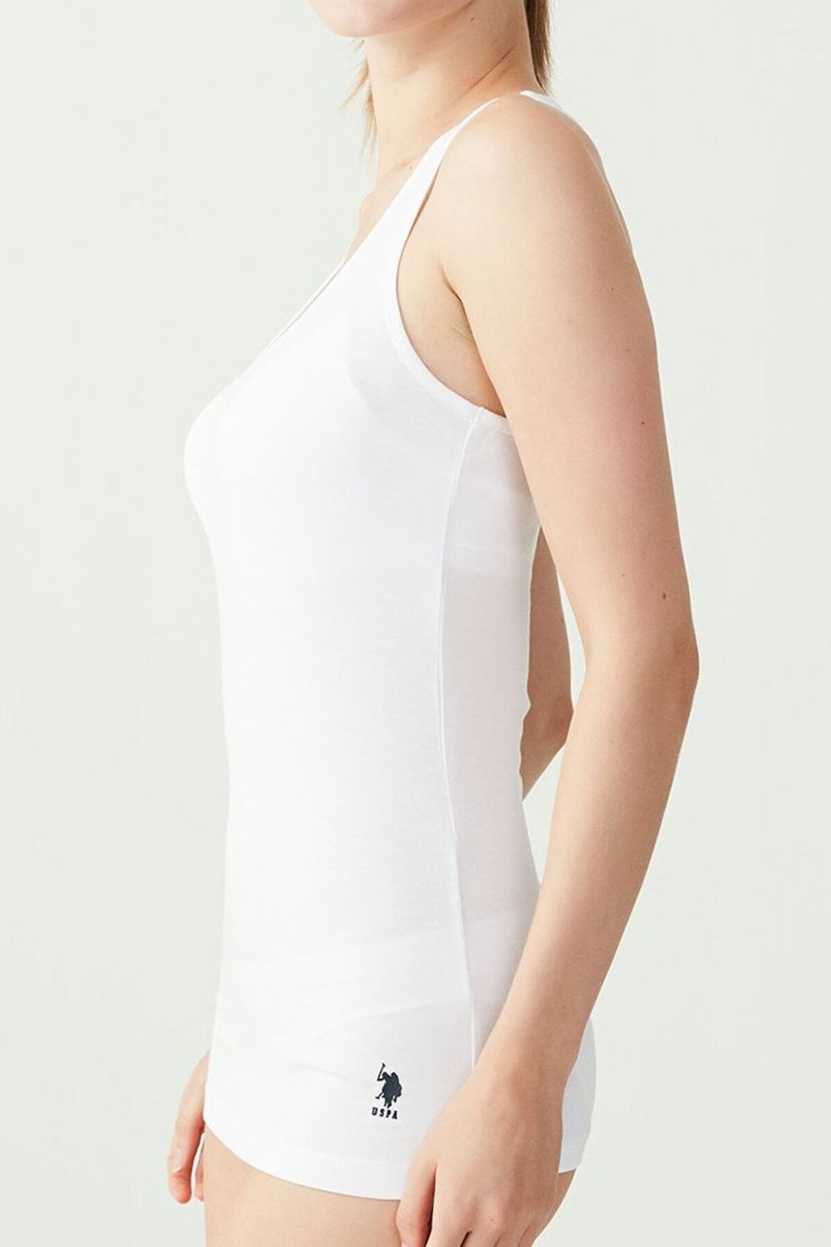 U.S. Polo Assn. 66001 Cotton Modal Lycra Womens Sport Singlet White 3