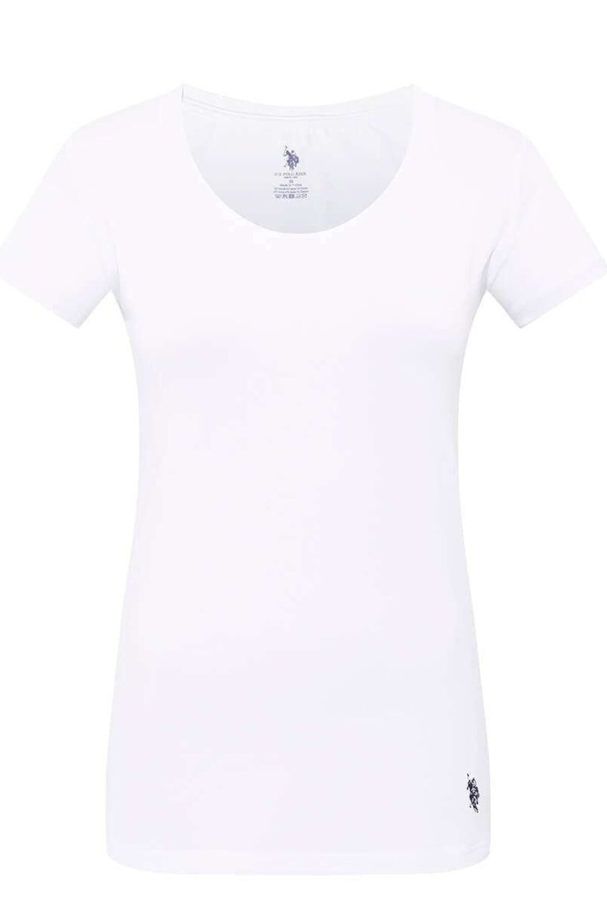 U.S. Polo Assn. 66003, Cotton & Modal & Lycra, Deep Round Neck, Women's Undershirt & T shirt White