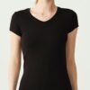 U.S. Polo Assn. 66004, Cotton & Modal & Lycra, V Neck, Short Sleeves, Women's Undershirt & T shirt Black