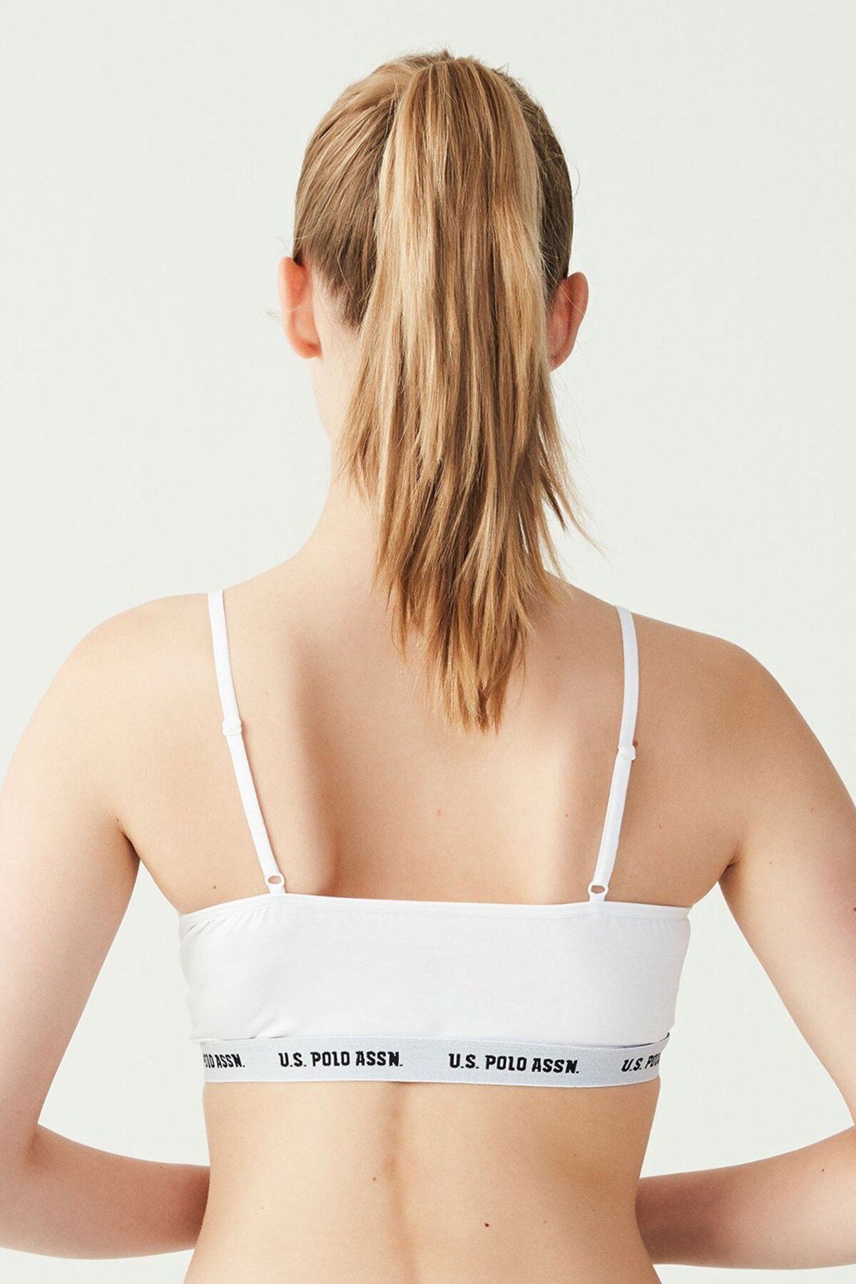U.S. Polo Assn. 66116, Cotton & Lycra, Women’s Cup Bustier, White 4