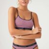 U.S. Polo Assn. 66250, Cotton & Lycra, Women’s Striped Bustier Brief Set, Navy Blue