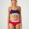 U.S. Polo Assn. 66252, Cotton & Lycra, Polkadot Printed, Women’s Bustier Shorts Set, Navy Blue