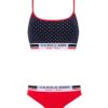 U.S. Polo Assn. 66252, Cotton & Lycra, Polkadot Printed, Women’s Bustier Shorts Set, Navy Blue 2