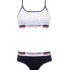 U.S. Polo Assn. 66252, Cotton & Lycra, Polkadot Printed, Women’s Bustier Shorts Set, White 2