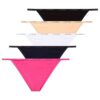 U.S. Polo Assn. 67000, Cotton & Modal & Lycra, 5 Pack, Solid Colors, Women’s V Thong Panty Set, Fuchsia & Beige & Black & White & Navy Blue