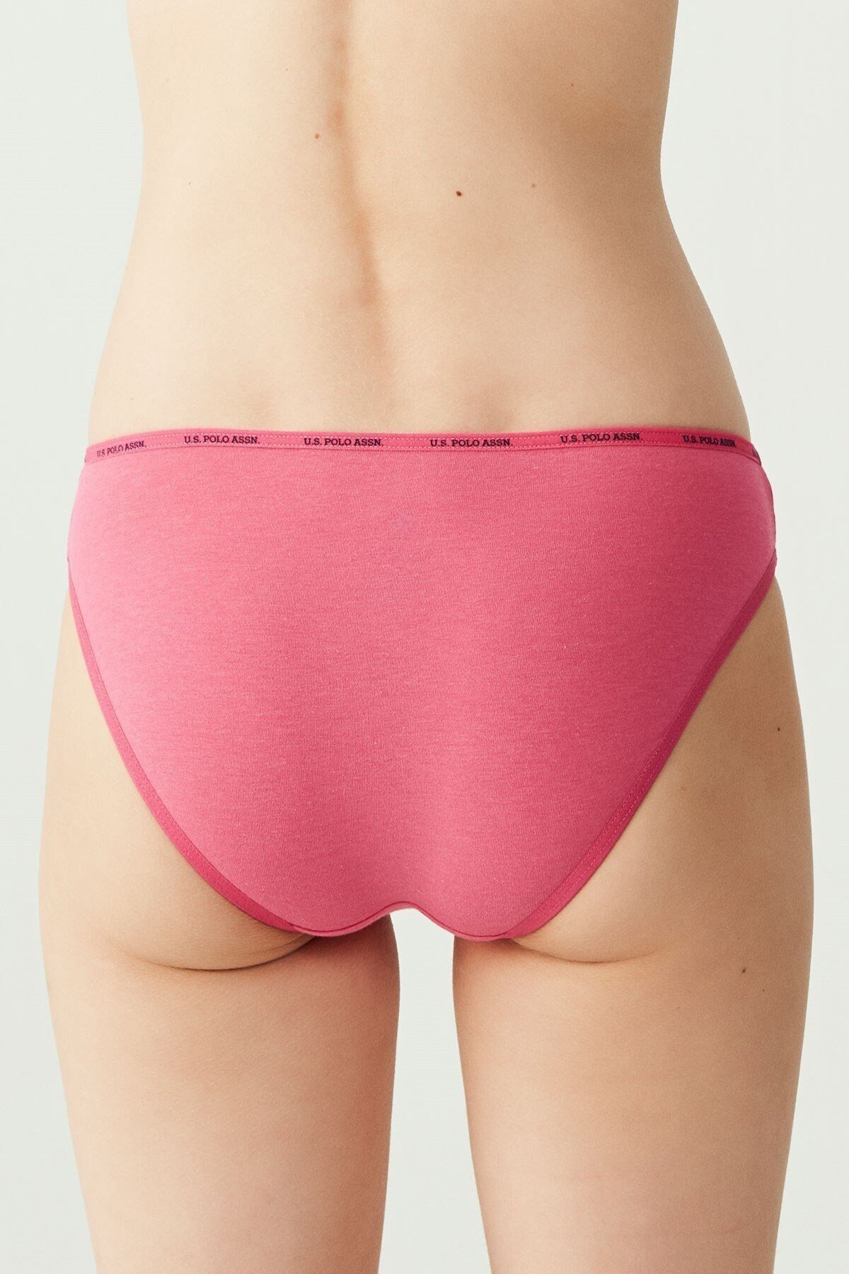 U.S. Polo Assn. 67001, Cotton & Modal & Lycra, 5 Pack, Solid Colors, Women’s Low Waist Brief Set, Black & White & Beige & Fuchsia & Navy Blue 12