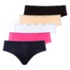 U.S. Polo Assn. 67002, Cotton & Modal & Lycra, 5 Pack, Solid Colors, Women’s High Waist Brief Set, Black & White & Beige & Fuchsia & Navy Blue
