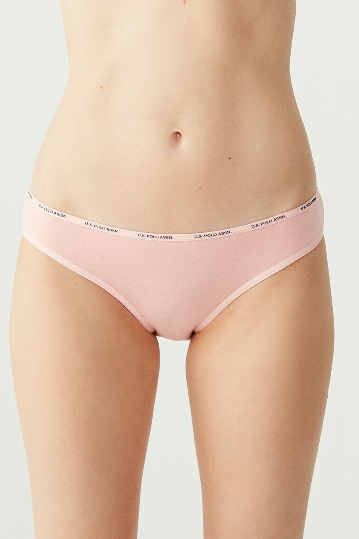 U.S. Polo Assn. 67002, Cotton & Modal & Lycra, 5 Pack, Solid Colors, Women’s High Waist Brief Set, Black & White & Beige & Salmon & Red 2