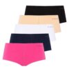 U.S. Polo Assn. 67004, Cotton & Modal & Lycra, 5 Pack, Solid Colors, Women’s Bristle Elastic Shorts Set, Black & White & Beige & Fuchsia & Navy Blue