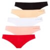 U.S. Polo Assn. 67006, Cotton & Modal & Lycra, 5 Pack, Solid Colors, Women’s Bristle Elastic Slip Set, Black & White & Beige & Salmon & Red