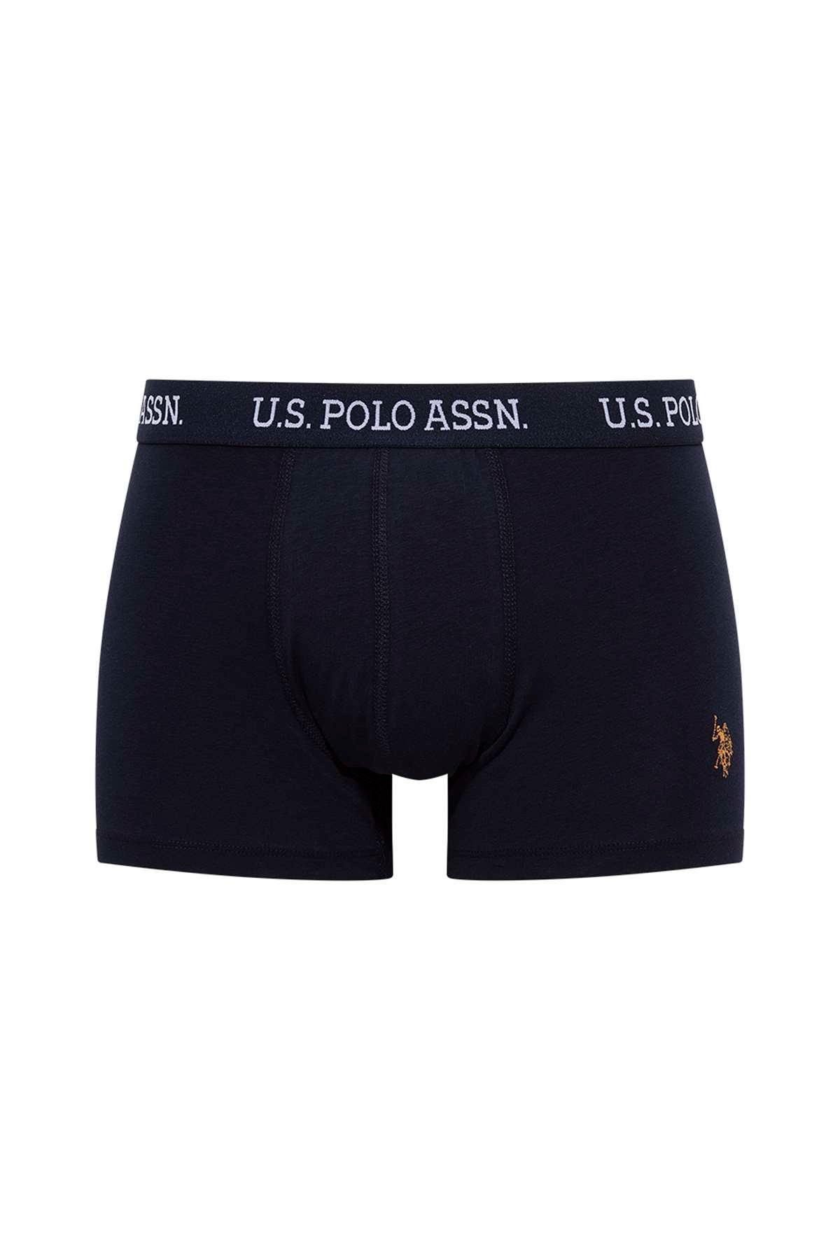 U.S. Polo Assn. 80476 2 Pack Elastic Waist Cotton Lycra Mens Boxer Set Printed Navy Blue 2