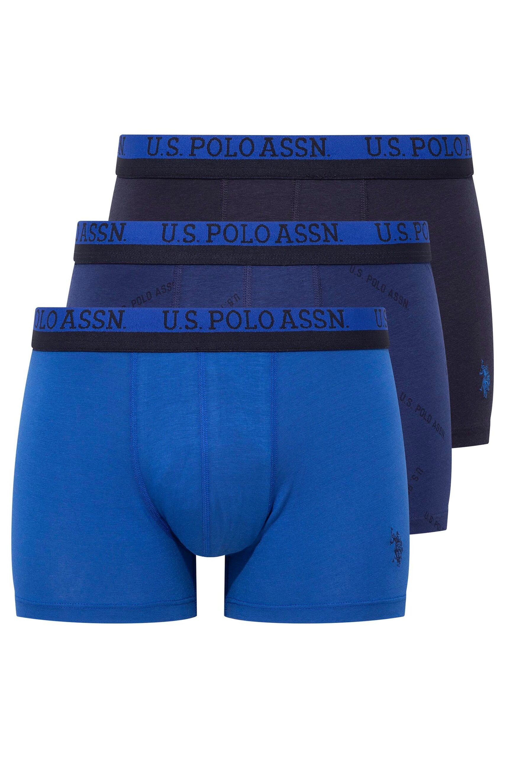 U.S. Polo Assn. 80522 3 Pack Cotton Lycra Mens Boxer Set Navy Blue Saxe Blue scaled