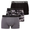 U.S. Polo Assn. 80542 3 Pack Cotton Lycra Mens Boxer Set Black Anthracite Camouflage Printed