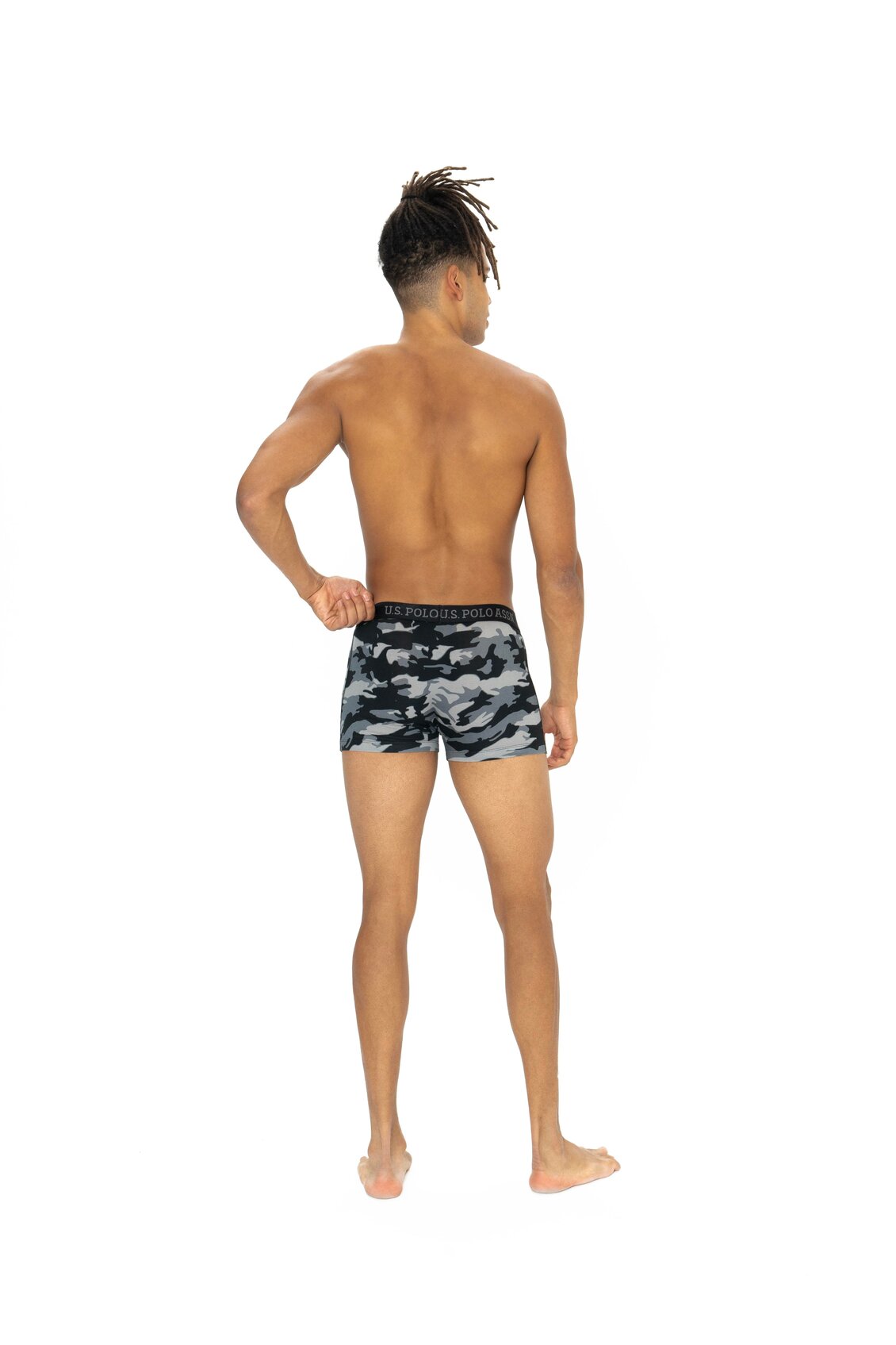 U.S. Polo Assn. 80542 3 Pack Cotton Lycra Mens Boxer Set Black Anthracite Camouflage Printed 6
