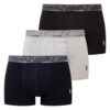 U.S. Polo Assn. 80543 3 Pack Elastic Waist Cotton Lycra Mens Boxer Set Black Navy Blue Gray