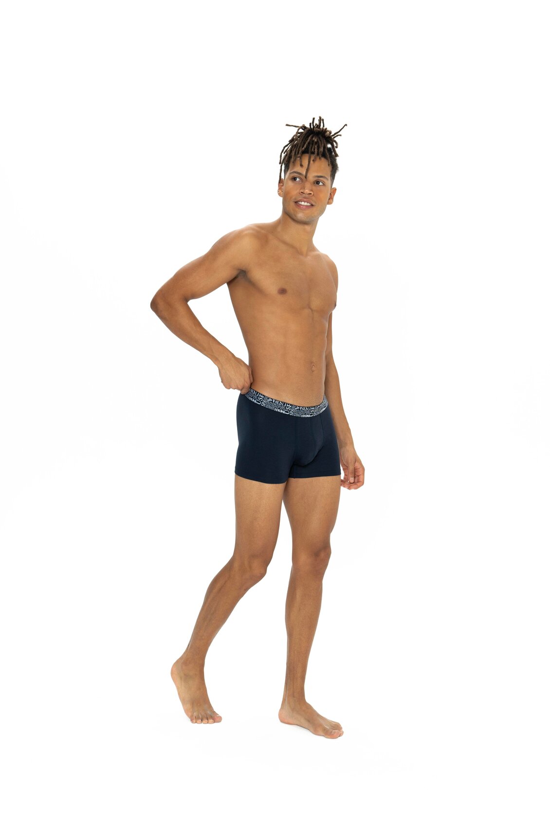 U.S. Polo Assn. 80543 3 Pack Elastic Waist Cotton Lycra Mens Boxer Set Black Navy Blue Gray 3
