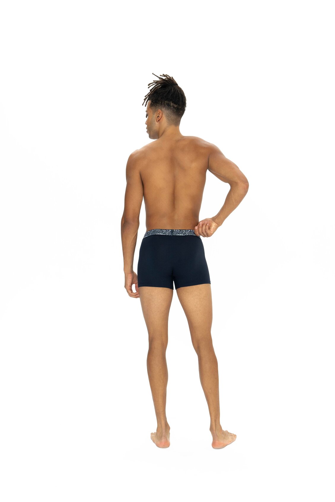 U.S. Polo Assn. 80543 3 Pack Elastic Waist Cotton Lycra Mens Boxer Set Black Navy Blue Gray 5