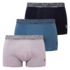 U.S. Polo Assn. 80543 3 Pack Elastic Waist Cotton Lycra Mens Boxer Set Navy Blue Indigo Gray