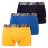 U.S. Polo Assn. 80572 3 Pack Elastic Waist USPA Printed Cotton Lycra Mens Boxer Set Saks Blue Yellow Navy Blue scaled