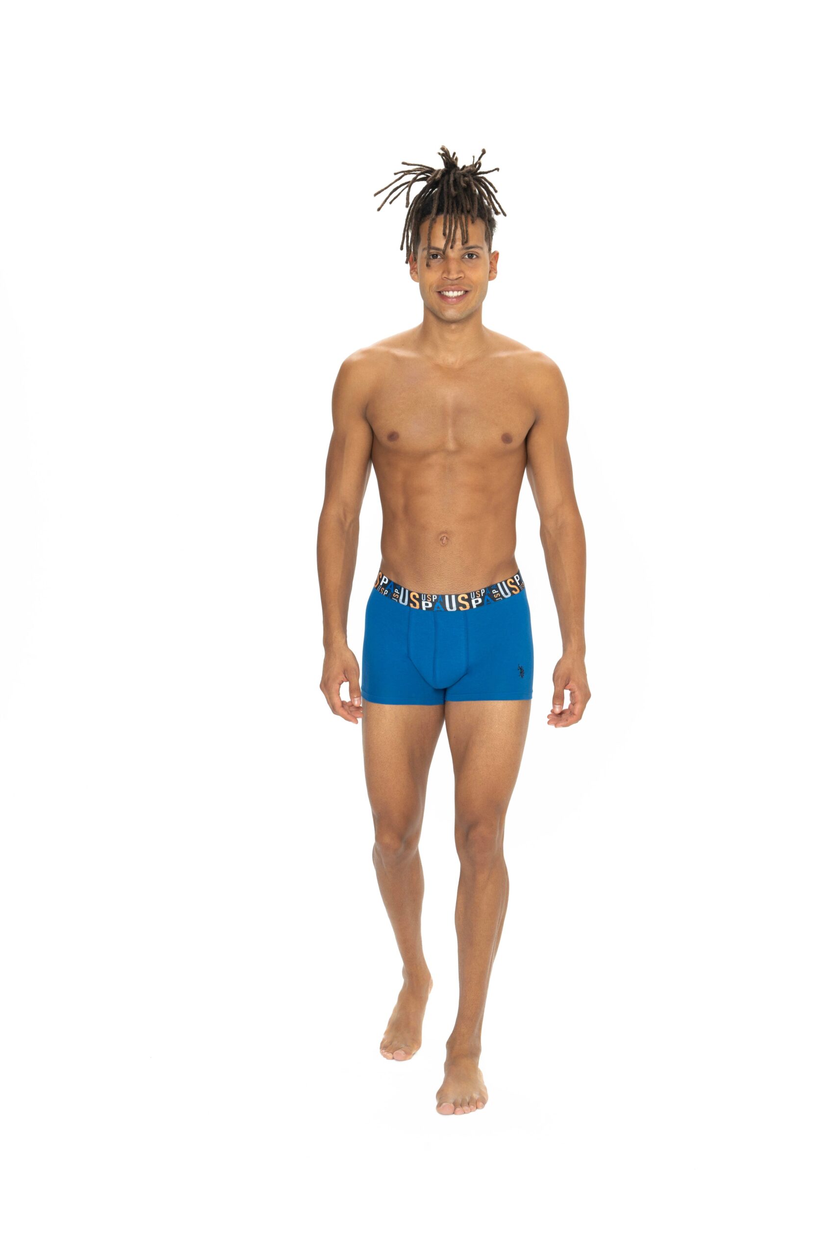 U.S. Polo Assn. 80572 3 Pack Elastic Waist USPA Printed Cotton Lycra Mens Boxer Set Saks Blue Yellow Navy Blue 2 scaled