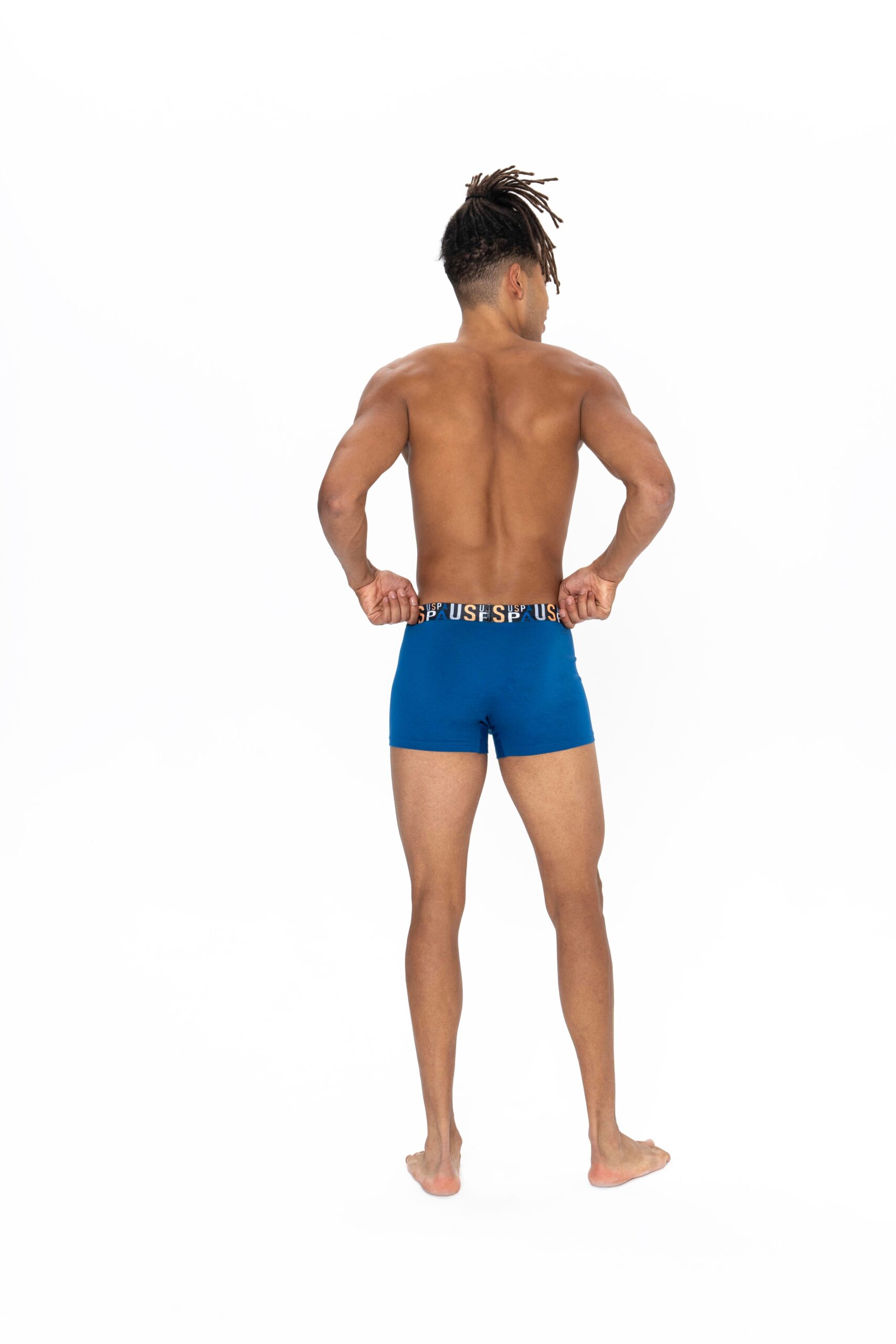 U.S. Polo Assn. 80572 3 Pack Elastic Waist USPA Printed Cotton Lycra Mens Boxer Set Saks Blue Yellow Navy Blue 4 scaled