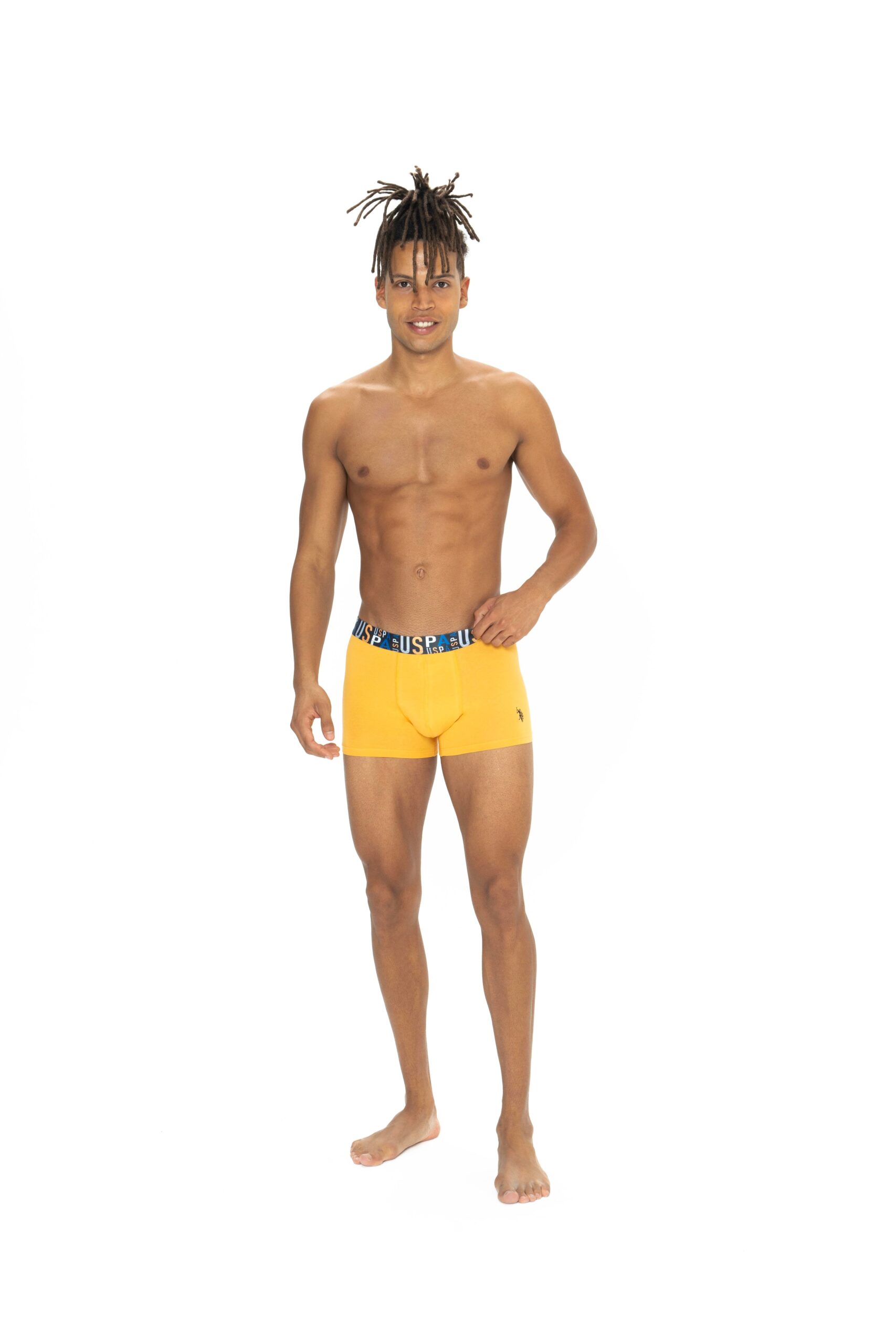 U.S. Polo Assn. 80572 3 Pack Elastic Waist USPA Printed Cotton Lycra Mens Boxer Set Saks Blue Yellow Navy Blue 5 scaled