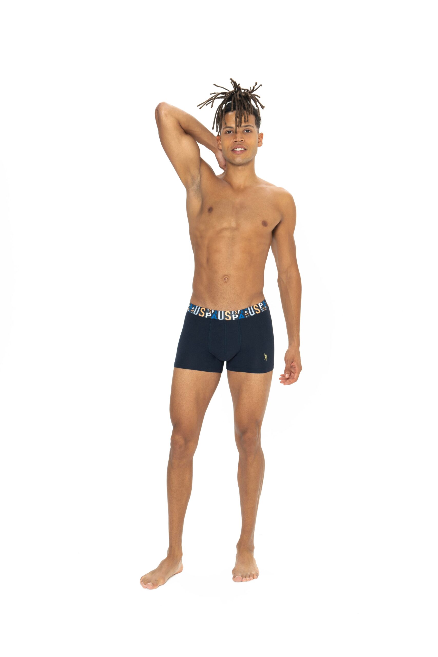 U.S. Polo Assn. 80572 3 Pack Elastic Waist USPA Printed Cotton Lycra Mens Boxer Set Saks Blue Yellow Navy Blue 6 scaled