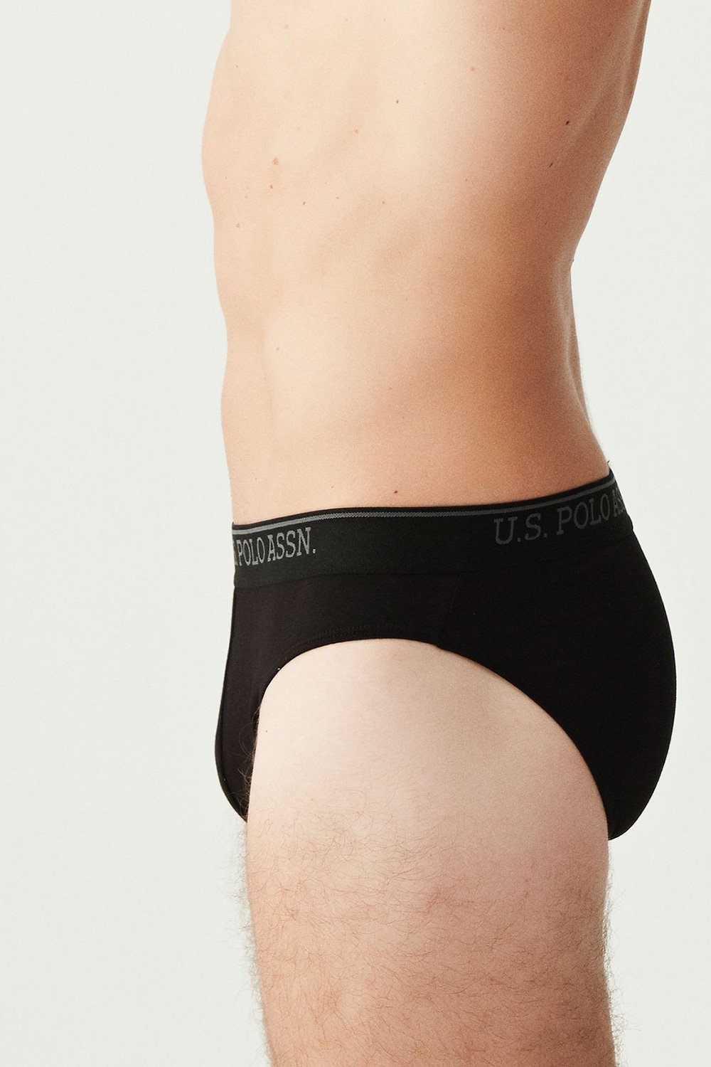 U.S. Polo Assn. 83057 3 Pack Mens Brief Set Cotton Lycra Black 3