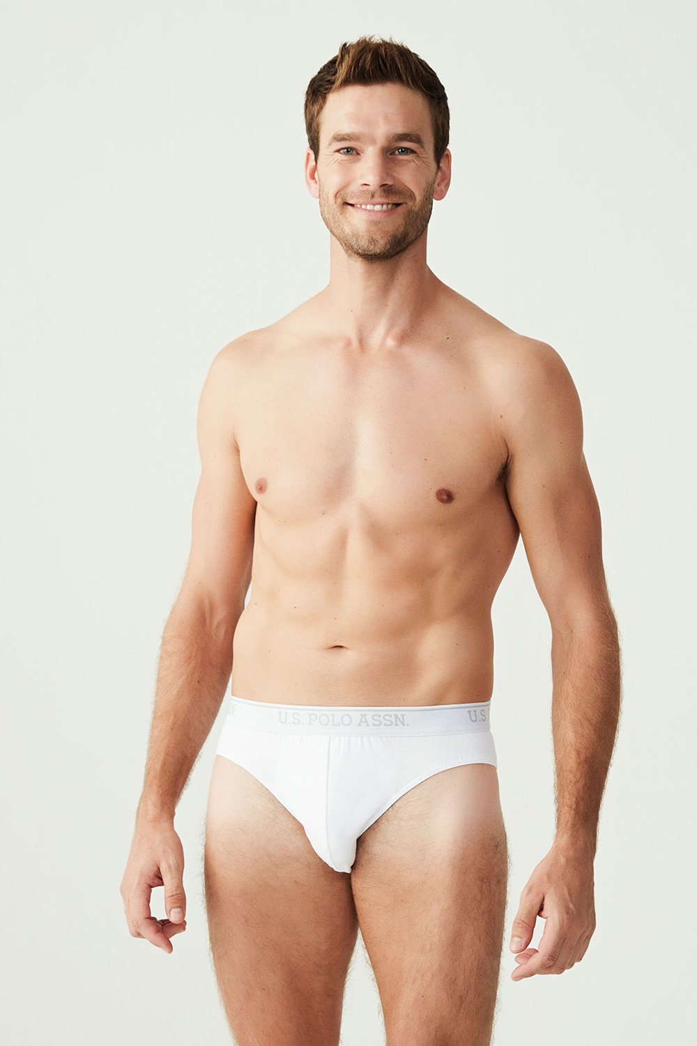 U.S. Polo Assn. 83057 3 Pack Mens Brief Set Cotton Lycra White 2