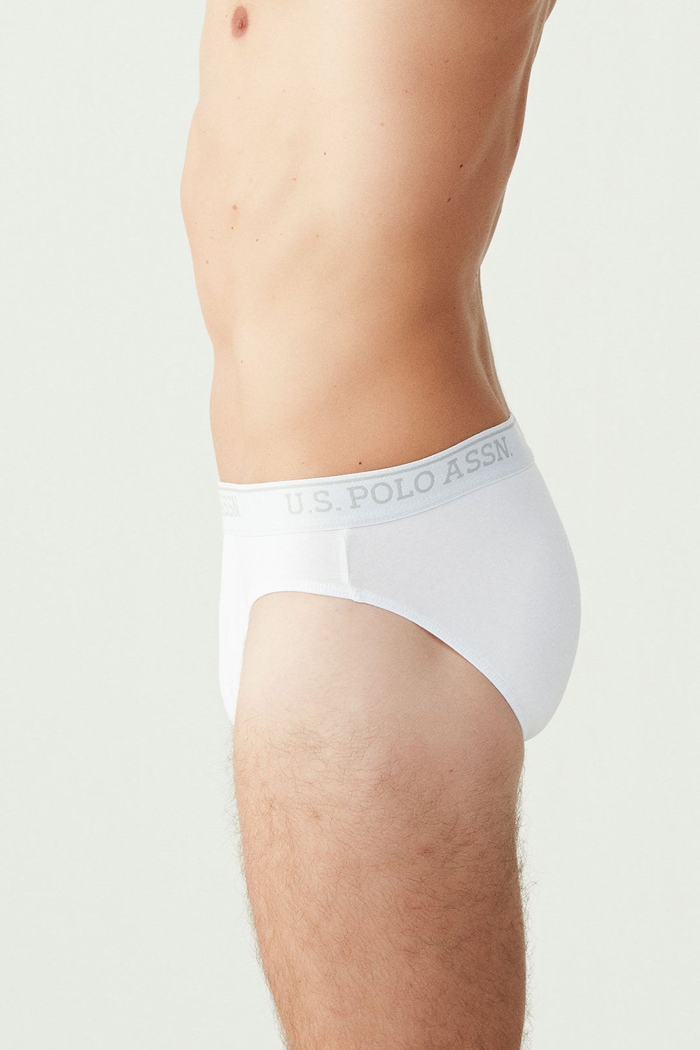 U.S. Polo Assn. 83057 3 Pack Mens Brief Set Cotton Lycra White 3