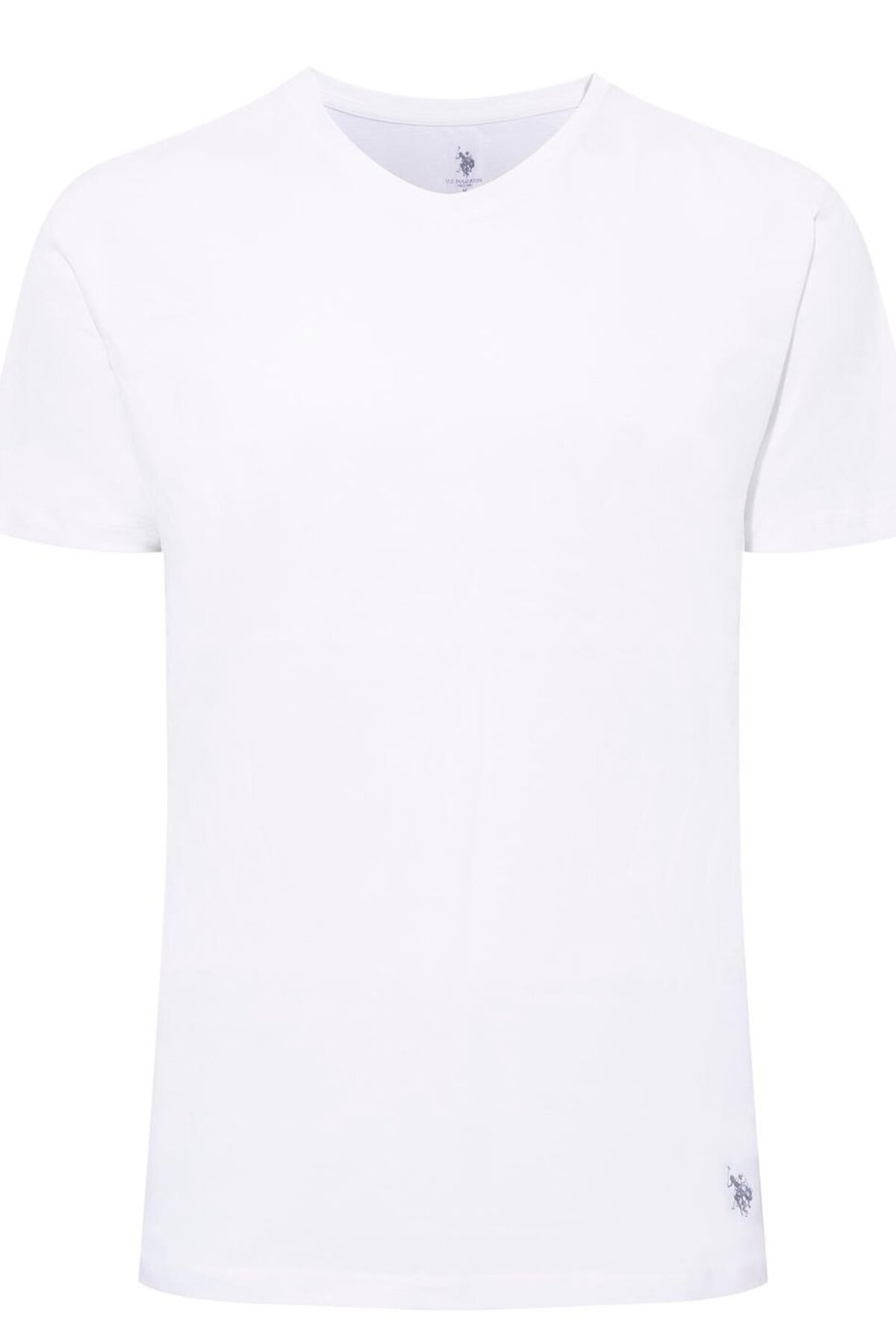 U.S. Polo Assn. 90002 2 Pack 100 Cotton Round Neck Mens Undershirt T shirt Set White 1