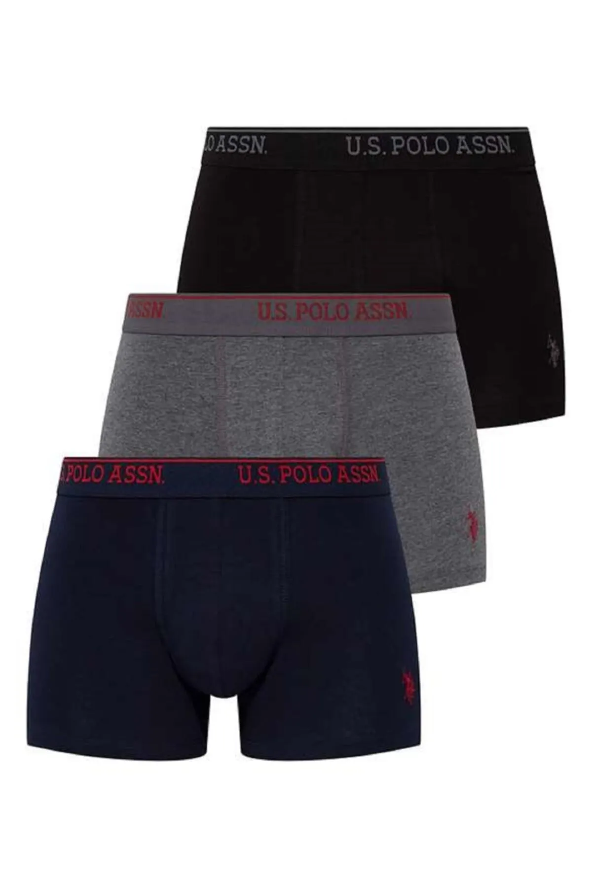 U.S. Polo Assn. 90005 3 Pack Cotton Lycra Plus Size Mens Boxer Set Black Anthracite Navy Blue