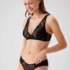 Pierre Cardin 4568, Underwired Non Padded Lace Bralette and Panty Set Black1