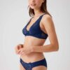 Pierre Cardin 4568, Underwired Non Padded Lace Bralette and Panty Set Navy2