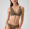 Pierre Cardin 4568, Underwired Non Padded Lace Bralette and Panty Set Olive1