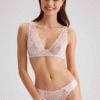 Pierre Cardin 4568, Underwired Non Padded Lace Bralette and Panty Set Powder1