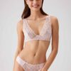Pierre Cardin 4568, Underwired Non Padded Lace Bralette and Panty Set Powder2