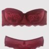 Pierre Cardin 4696, Verona Underwired Soft Push Up Half Padded Strapless Bra Set Burgundy