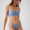 Pierre Cardin 4736, Ales Strapless Lace Unpadded Underwire Bra and V Thong Bridal Lingerie Set Blue2