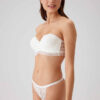 Pierre Cardin 4736, Ales Strapless Lace Unpadded Underwire Bra and V Thong Bridal Lingerie Set Ecru2