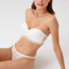 Pierre Cardin 4736, Ales Strapless Lace Unpadded Underwire Bra and V Thong Bridal Lingerie Set Ecru5