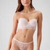 Pierre Cardin 4736, Ales Strapless Lace Unpadded Underwire Bra and V Thong Bridal Lingerie Set Powder1